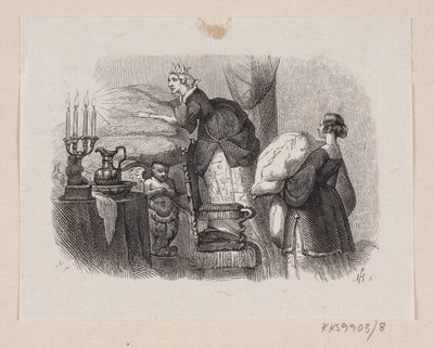 Illustrazione per "La principessa sul pisello" in H.C. Andersen, "Fiabe e Storie", Volume 1 da H.P. Hansen