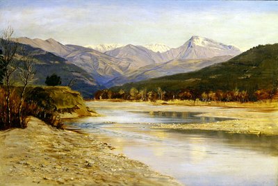 Paesaggio lacustre montuoso a Bordighera da H. Baynes