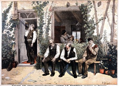 Barbiere. Litografia basata sul dipinto di Brispot, esposizione del 1895 agli Champs Elysées. In "Le Petite Journal" del 26 maggio da H. Brispot