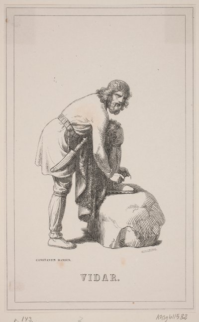 Vidar. Illustrazione per la storia della Danimarca di Fabricius 1, 143. da H. C. Henneberg