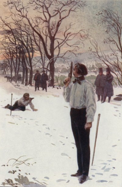 Henri, fermo e coprendosi il viso con la pistola, stava aspettando da H. Delaspre