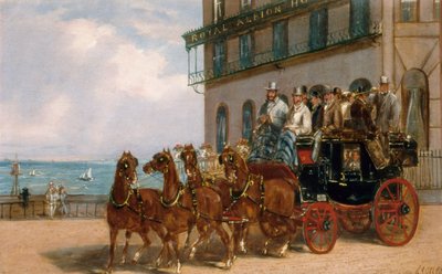 Una diligenza fuori dal Royal Albion Hotel da H. J. Jones