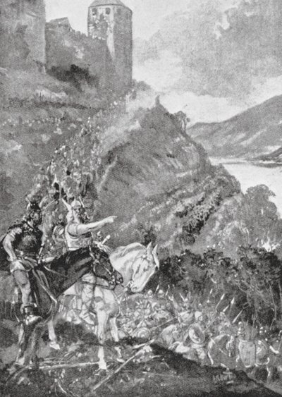 Teutoni e Celti si uniscono negli sforzi per scacciare i Romani dalla Gallia da H. M. (after) Burton