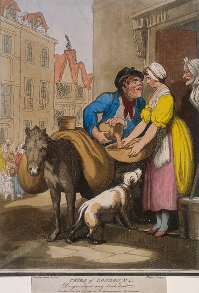 Vuoi della polvere di mattoni, tavola VI di Cries of London, 1799 da H Merke