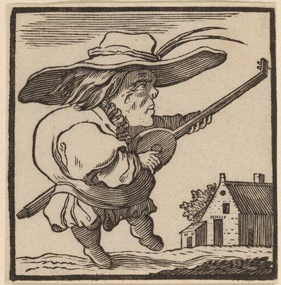 Gobbo che suona un liuto da H. Numan after Jacques Callot