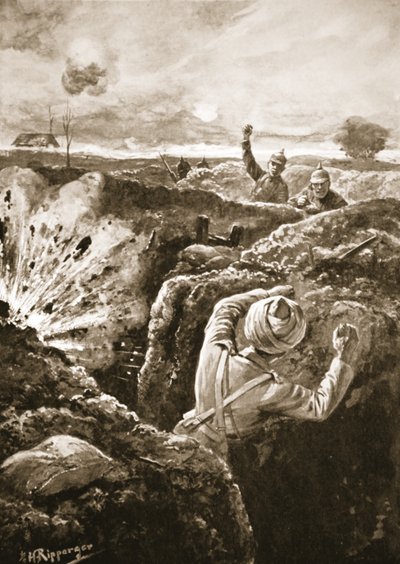 Il tenente De Pass bombarda il nemico dopo essere entrato in uno dei loro saps da H. Ripperger