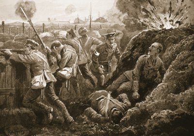 Il sottotenente Hallowes incoraggia i suoi uomini mentre giace mortalmente ferito da H. Ripperger