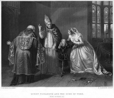 Regina Elisabetta e il Duca di York Re Riccardo III, XIX secolo da H. Robinson