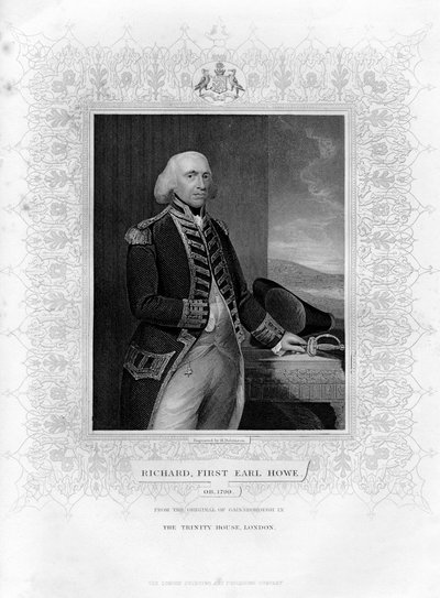 Richard Howe 1726-1799, 1° conte Howe, ammiraglio inglese, XIX secolo da H. Robinson