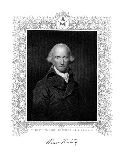 Warren Hastings, amministratore inglese in India, XIX secolo da H. Robinson