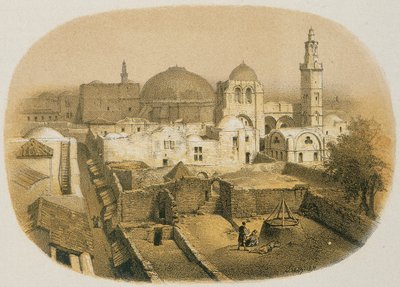 Chiesa del Santo Sepolcro a Gerusalemme. Incisione di Stelzner - Steinkopk J.F. Editore da H. Stelzner