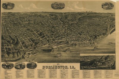 Mappa prospettica del 1889 della città di Burlington, Ia. LOC 75693230 da H. Wellge