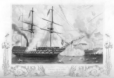 HMS Agamemnon attacca Fort Constantine, 1854-1857 da H. Winkles