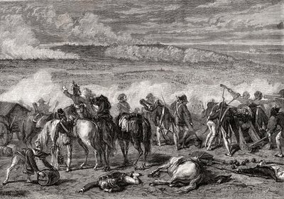 La battaglia di Jemappes, 6 novembre 1792, inciso da Alexandre Hurel da H. de la Charlerie
