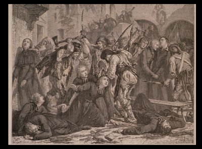 Il massacro dei sacerdoti nel settembre 1792, inciso da Charles Maurand da H. de la Charlerie