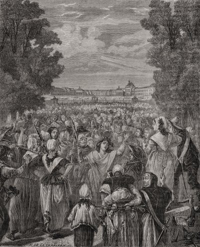 Le donne marciano su Versailles, 5-6 ottobre 1789, inciso da Pannemaker-Ligny, da 