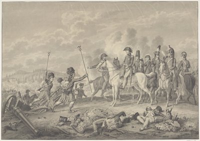 Il Duca di Wellington riceve durante la battaglia di Waterloo due stendardi conquistati ai francesi con aquile, 1815 da Haatje Pieters Oosterhuis