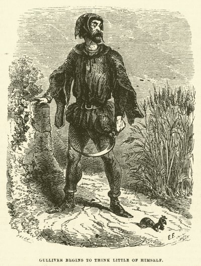 Gulliver inizia a pensare poco di sé (incisione) da after Hablot Knight Browne