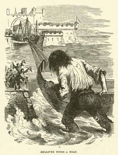 Gulliver trova una barca (incisione) da after Hablot Knight Browne