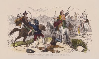 Robinson Crusoe attaccato e derubato dai Tartari da after Hablot Knight Browne