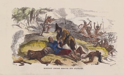 Robinson Crusoe salva lo spagnolo da after Hablot Knight Browne