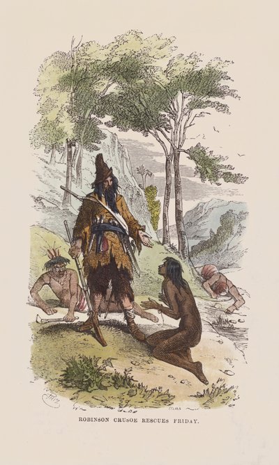 Robinson salva Venerdì da after Hablot Knight Browne