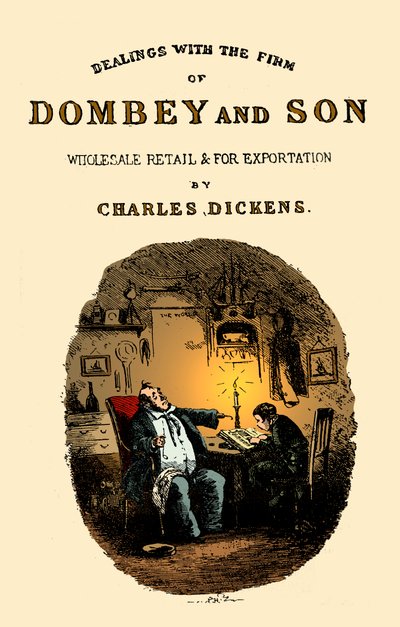 Dombey e Figlio di Charles Dickens. Pagina del titolo da Hablot Knight Browne
