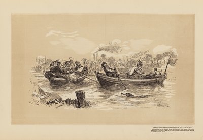 Gara di barche Oxford e Cambridge, n. 2, sul fiume da Hablot Knight (1815 92) Browne
