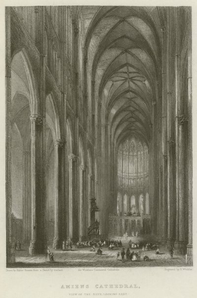 Cattedrale di Amiens, vista della navata, vista est da Hablot Knight Browne
