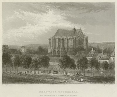Cattedrale di Beauvais, con la chiesa di St Etienne in lontananza da Hablot Knight Browne