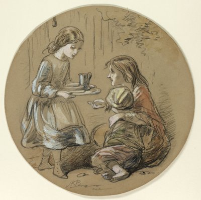 Ragazza che porta cibo ai bambini poveri da Hablot Knight Browne