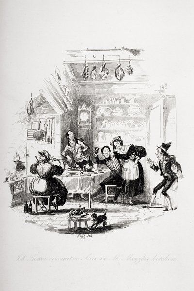 Job Trotter incontra Sam nella cucina di Mr. Muzzle, illustrazione da 