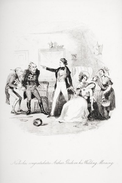 Nicholas congratula Arthur Gride la mattina del suo matrimonio, illustrazione da 