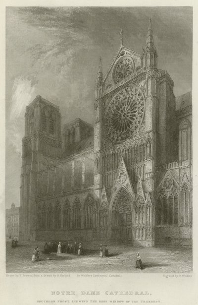 Cattedrale di Notre Dame, facciata sud, con la finestra a rosa del transetto da Hablot Knight Browne