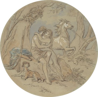 Uno dei diciotto disegni per una serie di piatti che illustrano Venere e Adone da Hablot Knight Browne