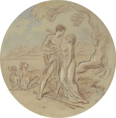 Uno dei diciotto disegni per una serie di piatti che illustrano Venere e Adone da Hablot Knight Browne