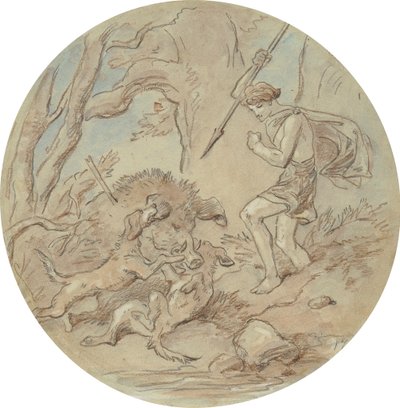 Uno dei diciotto disegni per una serie di piatti che illustrano Venere e Adone da Hablot Knight Browne