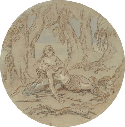 Uno dei diciotto disegni per una serie di piatti che illustrano Venere e Adone da Hablot Knight Browne