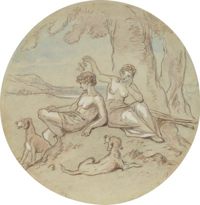 Uno dei diciotto disegni per una serie di piatti che illustrano Venere e Adone da Hablot Knight Browne