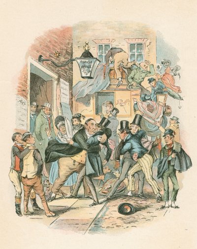 Scena da Nicholas Nickelby di Charles Dickens, 1838-1839 da Hablot Knight Browne