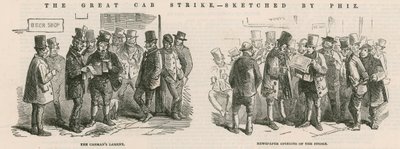 Il grande sciopero dei taxi - schizzi di Phiz da Hablot Knight Browne