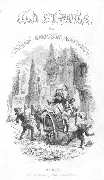 Pagina del titolo di Old Saint Pauls di William Harrison Ainsworth, 1855 da Hablot Knight Browne