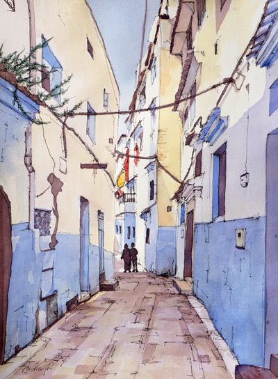 Una Passeggiata Tranquilla, Chefchaouen, Marocco da Hadley Rampton