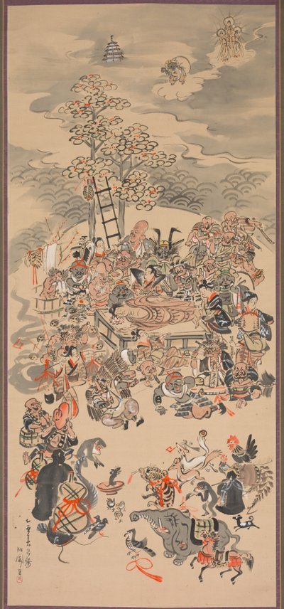 Parinirvana con soggetti Otsu-e, 1800s da Hakuen