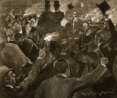 Mr Balfour a Dublino: processione con torce, illustrazione da 