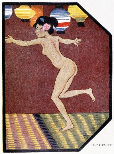 Giovane giapponese nuda che danza - in "Bambola giapponese" di Félicien Champsaur, ill. Hanafusa Itcho, Parigi da Hanabusa Itcho