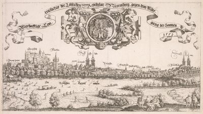 Veduta panoramica di Norimberga: porzione centrale, 1552 da Hanns Sebald Lautensack
