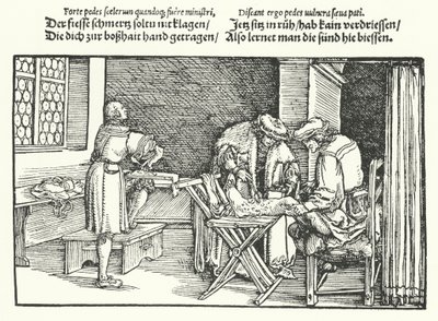Ulcere o piaghe alle gambe (incisione) da Hans (after) Burgkmair