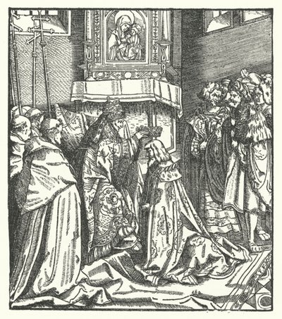 Papa Niccolò V incorona Federico III imperatore del Sacro Romano Impero a Roma da Hans (after) Burgkmair