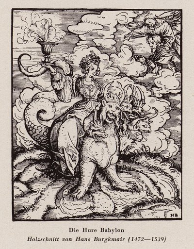 La prostituta di Babilonia (xilografia) da Hans (after) Burgkmair